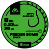 Przypony Mikado feeder bomb MF14 - Z IGŁĄ - hak bez zadziora nr 14 / żyłka: 0.18mm/38cm - 8szt.