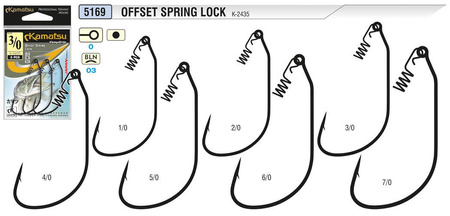 Haczyki KAMATSU Offset Spring Lock K-2435 2/0 BLNO 3szt