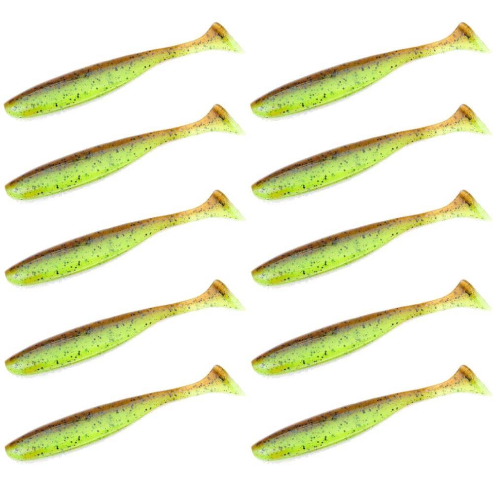 Keitech Easy Shiner 3"/7,6 cm #401 Green Pumpkin / Chartreuse - 10szt.