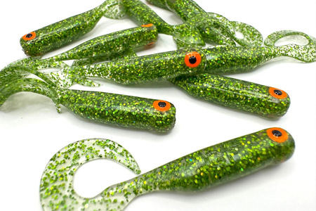 Guma Great Fish GF1 Twister 4,9cm | Glitter Green | bezzapachowy | 10 szt.