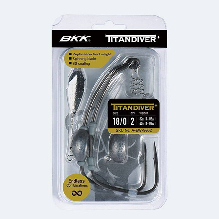 Haczyki offsetowe z obciążeniem BKK Titan Diver+ | #18/0 | 32g; 42g | 2 szt.
