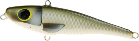 Wobler z Basoni Vertical 8cm - 17g - oliwkowo-biały