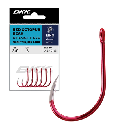 Haczyki BKK OCTOPUS BEAK RED Straight Eye | #4/0 | 5 szt.