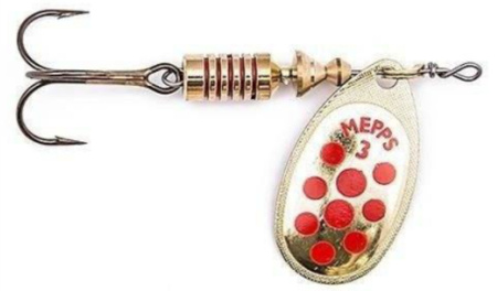 Obrotówka Mepps Aglia Decorees #3 | 6,5g | Złota/Czerwone Kropki