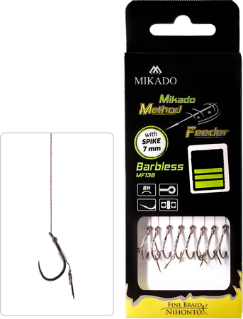 Przypony do methody Mikado z igłą- hak bez zadziora nr 6 DB / plecionka: 0.12mm/10cm - 8szt.