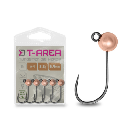 Główka jigowa wolframowa Delphin T-AREA BL / 4mm / 0.6g / #6 / 5 szt. - miedziana