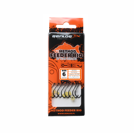 Przypony Genlog Method Feeder 1105 10cm | #6 | 0,28mm | 8 szt.