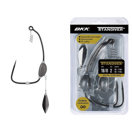 Haczyki offsetowe z obciążeniem BKK Titan Diver+ | #6/0 | 8g; 12g | 2 szt.