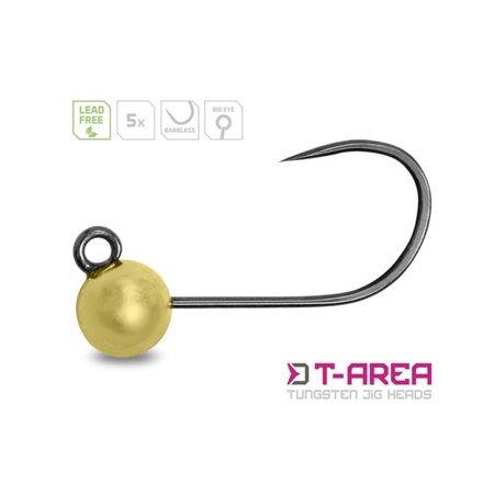 Główka jigowa wolframowa Delphin T-AREA BL / 6.4mm / 2.2g / #4 / 5 szt. - Złoty