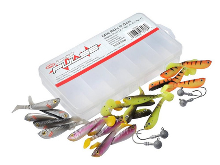 Zestaw Berkley Pulse Shad Box Mix 11cm | 12 szt. + 4 główki