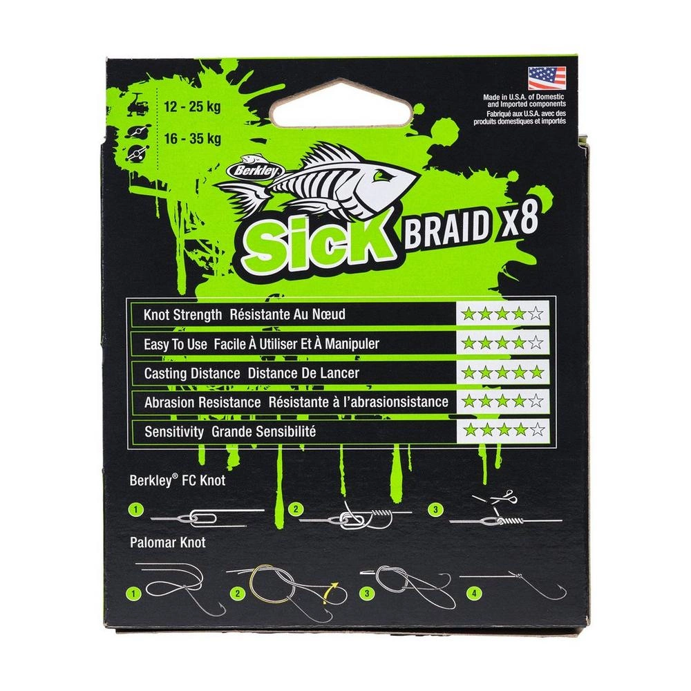 Plecionka BERKLEY Sick Braid 8 Flame Green 150m - 0.23mm - 23.6kg