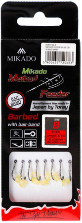Przypony do methody Mikado z gumką - haczyk z zadziorem: 10 / żyłka: 0.23 mm - 8szt.