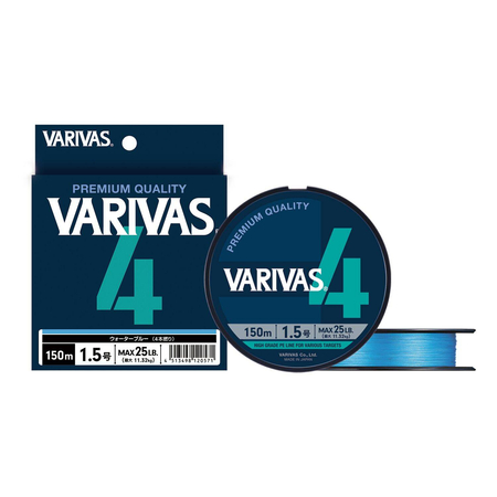 Plecionka Varivas4 PE #0.8 | 15lb | niebieski | 150m