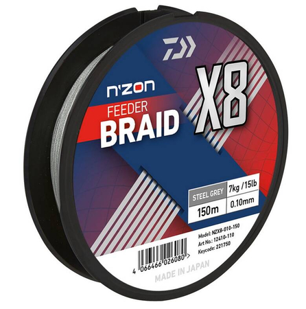 Plecionka Daiwa N'Zon X8 Braid 0.08mm | 5kg | 150m | Steel Gray