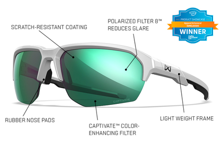 Okulary Wiley X Jakl Captivate Polarized | Green Mirror Polished White Frame | GRATISY!!!