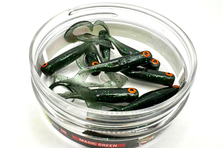 Guma Great Fish GF1 Twister 4,9cm | Magic Green | rybny | 10 szt. | Dżejsiok Special Edition