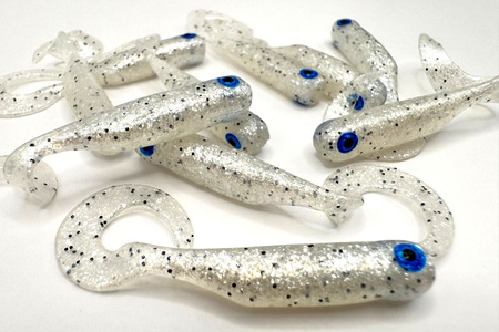 Guma Great Fish GF1 Twister 4,9cm | White Pearl | krewetkowy | 10 szt.