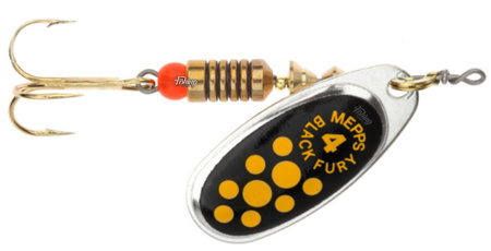 Obrotówka Mepps Black Fury #4 | 8g | Srebrny/Żółte Kropki
