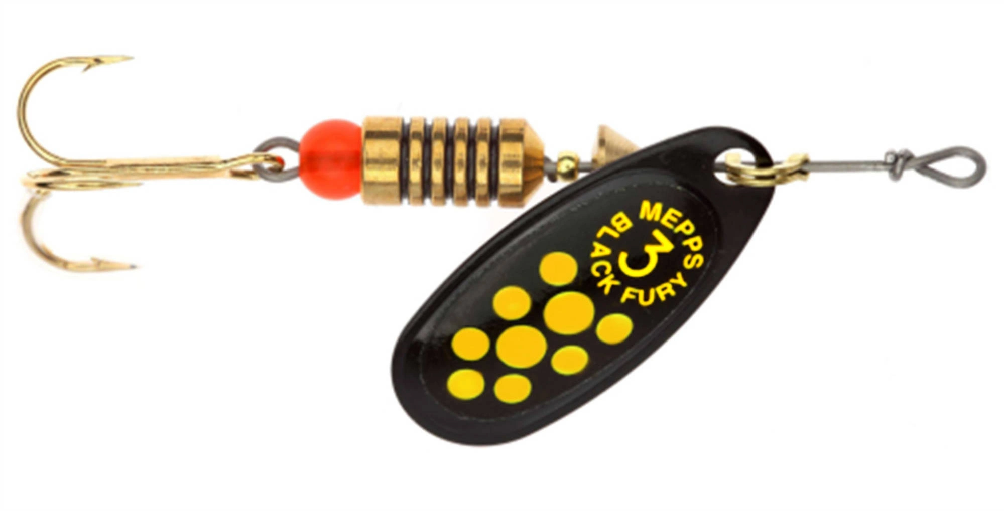 Obrotówka MEPPS BLACK FURY #3 czarny / żółte kropki 6.5g