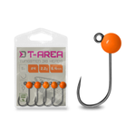 Główka jigowa wolframowa Delphin T-AREA BL /  4mm / 0.6g / #6 / 5 szt. - Fluo Pomarańczowy