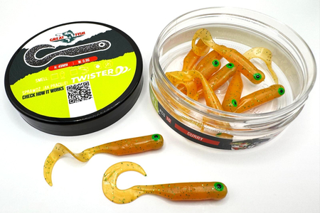 Guma Great Fish GF1 Twister 4,9cm | Curry | rybny | 10 szt. | Dżejsiok Special Edition