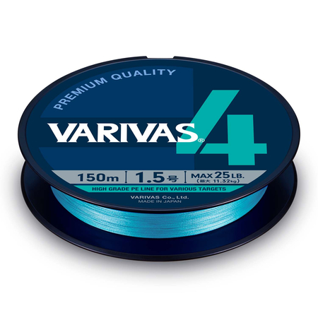Plecionka Varivas4 PE #1.5 | 25lb | niebieski | 150m