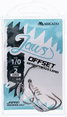 Haczyki Mikado ofsetowe obciążeniem Jaws Nr 5/0 10g - 3szt.