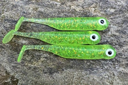 Guma Great Fish GF1 4,9cm | Glitter Light Green | bezzapachowy |10 szt.