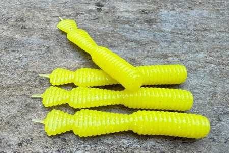 Guma Great Fish GF2 Leech 6cm | Yellow -Krewetkowy - 10 szt.
