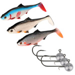 Zestaw guma Mikado MFT Roach 8cm Clear Water Mix 1 +główki Mikado Jaws 5g - 3/0