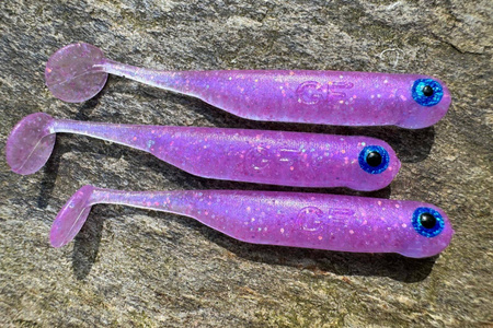 Guma Great Fish GF1 4,9cm | Glitter Light Purple | krewetkowy | 10 szt.