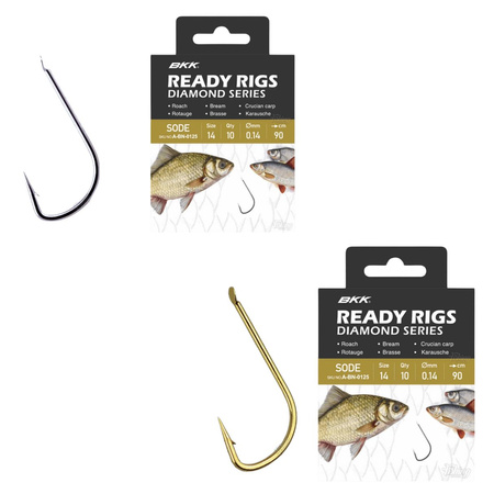 Zestaw Haczyków z przyponem BKK Sode GD 8#, Ø 0.16mm, 70cm + Haczyki z przyponem BKK Sode Ni 6#, Ø 0.18mm, 70cm 