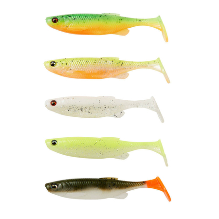Zestaw gum Savage Gear Fat Minnow T-Tail 9cm | Dark Water Mix | 5 szt.