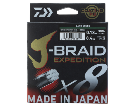 Plecionka Daiwa J-Braid Expedition X8E 0.16mm | 150m | Dark Green