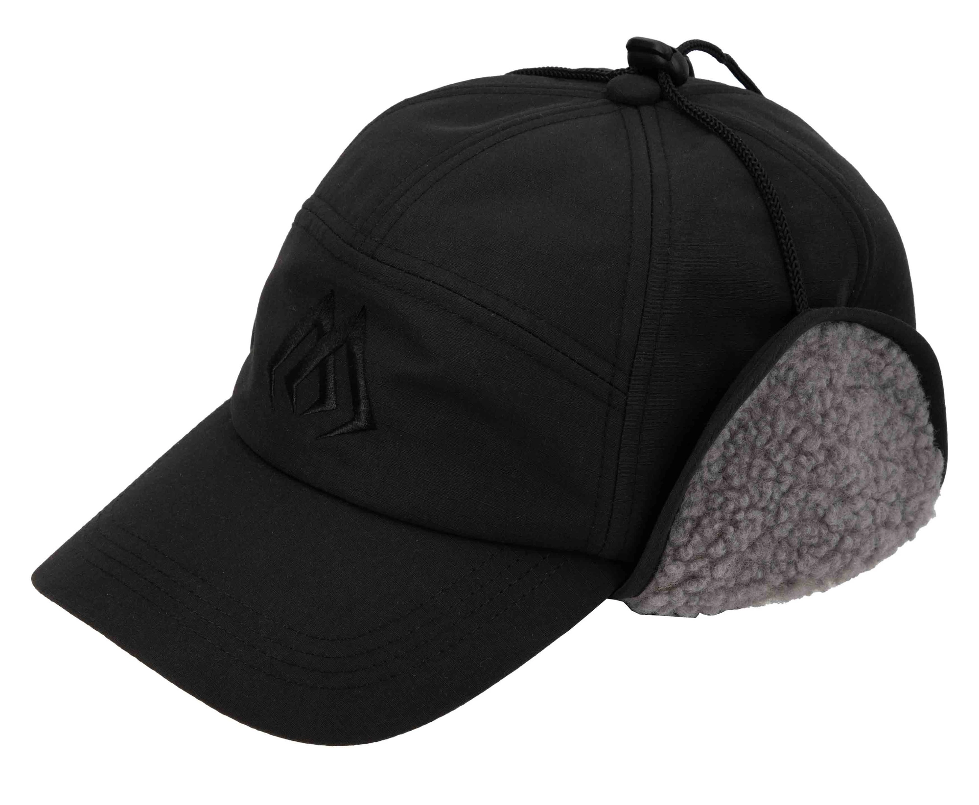 Czapka zimowa MIKADO z daszkiem i polarem - czarna