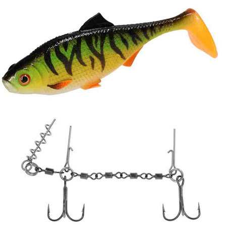 Zestaw guma Mikado MFT Roach 15cm Natural Perch + Dozbrojka Mikado Evo Stinger