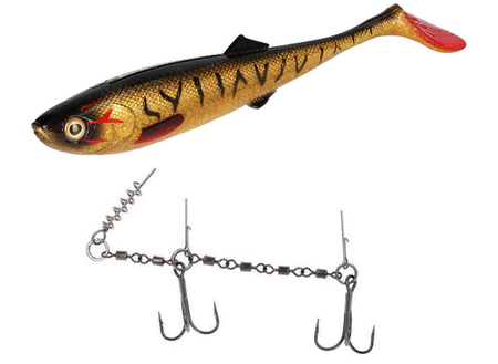 Zestaw guma Mikado Sicario 22cm - Spotted Bullhead + Dozbrojka Mikado Evo Stinger XL