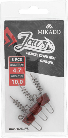 Wkręt do przynęt z obciążeniem- Mikado Jaws QUICK CHANGE SPIRAL - 10g/6cm - 3szt.