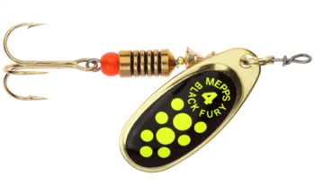 Obrotówka MEPPS BLACK FURY #4 złoty / seledynowe kropki 8g