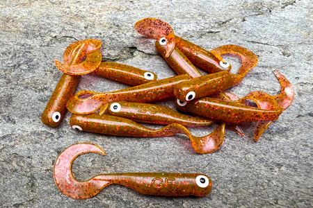 Guma Great Fish GF1 Twister 4,9cm | Motor Oil Red | rybny | 10 szt.