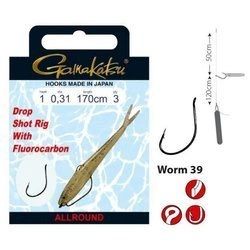 Przypon GAMAKATSU Dropshot Rig Worm 39 #4 0.18mm 170cm FC - 3 sztuki