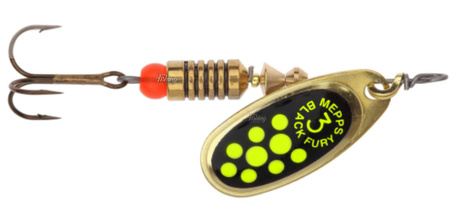 Obrotówka Mepps Black Fury #3 | 6,5g | Złoty/Seledynowe Kropki