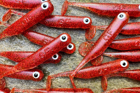 Guma Great Fish GF1 4,9cm | Glitter Red | krewetkowy | 10 szt.