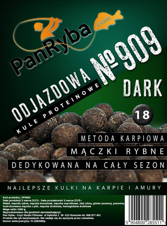 Kulki zanętowe Pan Ryba 18mm - 909 Dark 1kg