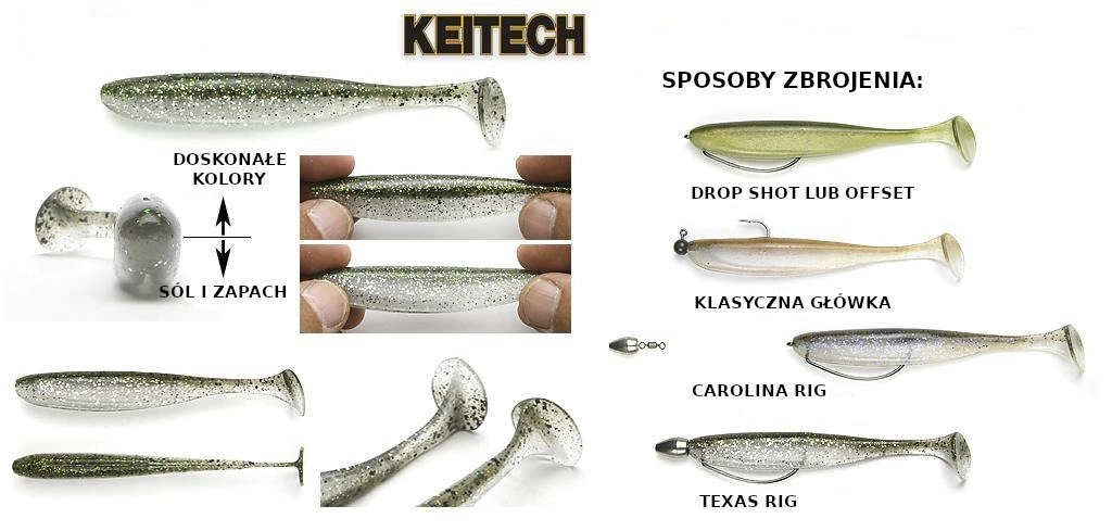 Keitech Easy Shiner 3"/7,6 cm LT#50 Green Shad - 10szt.