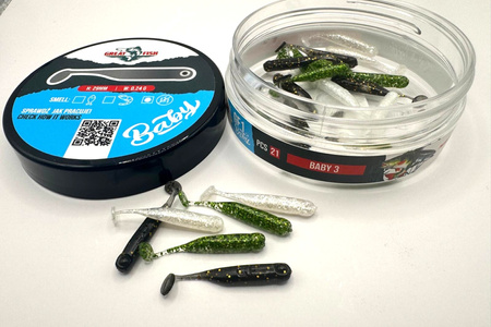 Guma Great Fish GF1 Baby 2,9cm | MIX3 | bezzapachowy | 21 szt.