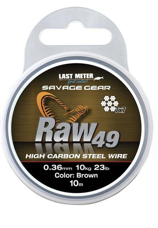 Linka Stalowa Savage Gear RAW49 STEELWIRE 10m 0.45mm 16kg UNCOATED BROWN