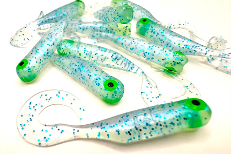 Guma Great Fish GF1 Twister 4,9cm | Ice Blue | bezzapachowy | 10 szt. | Dżejsiok Special Edition