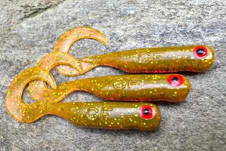 Guma Great Fish GF1 Twister 4,9cm | Motor Oil Green | rybny | 10 szt.