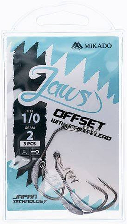 Haczyki Mikado ofsetowe obciążeniem Jaws Nr 4/0 10g - 3szt.